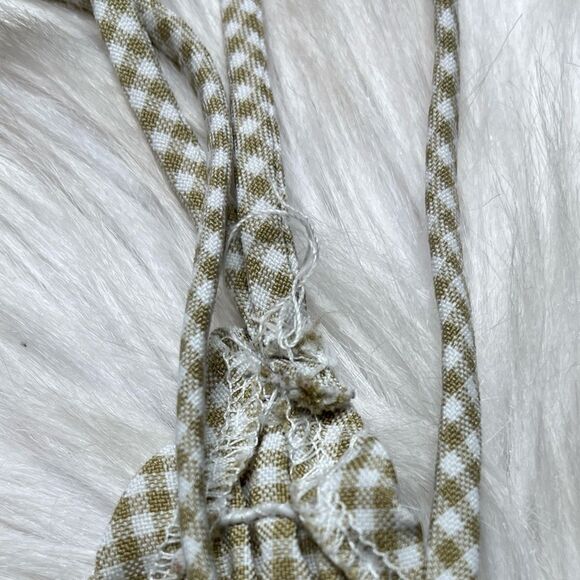 Papas Fashion Vintage Smocked Criss Cross Checkered Tank Top Brown White Medium - Picture 5 of 6